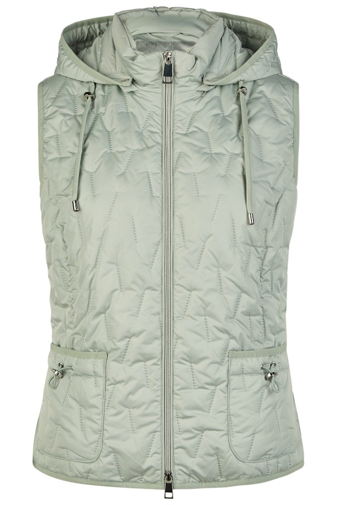 Leichte Outdoor Steppweste mit Kapuze in sage