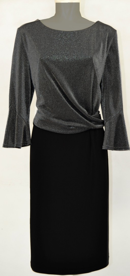 Mittellanges Kleid in schwarz-silber