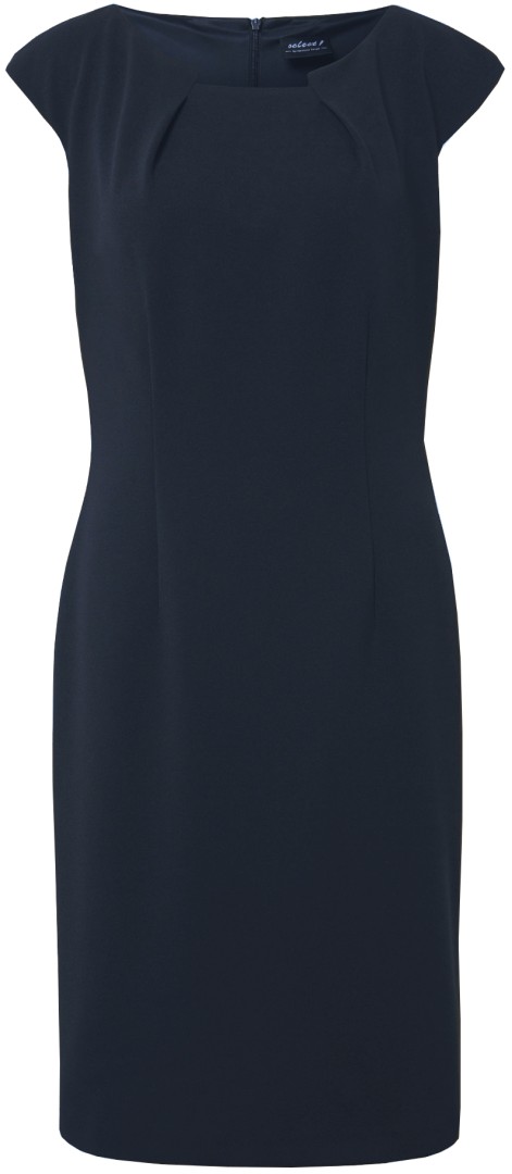 Jersey-Crepe Etuikleid in marine