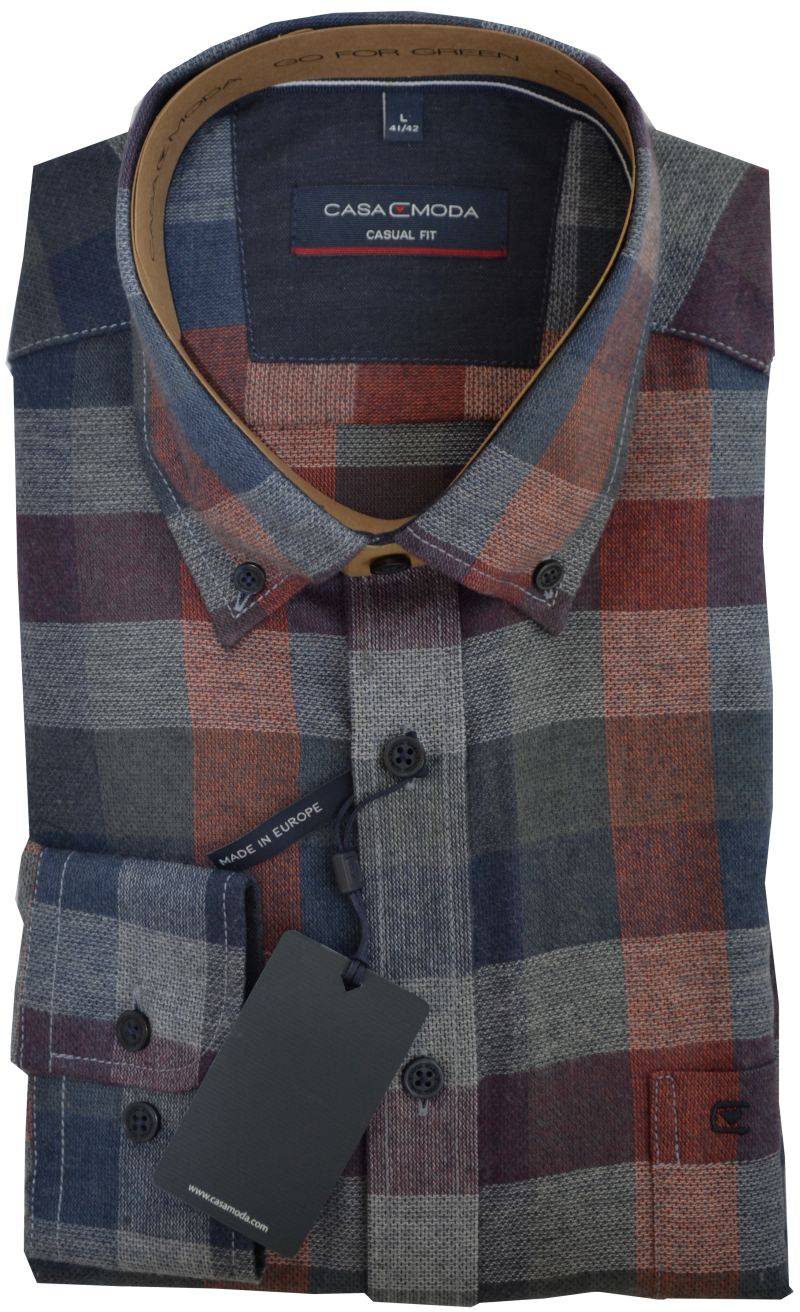423921800-100 1/1 Arm Flanell Freizeithemd in mehrfarbig kariert