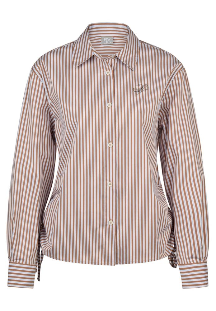 1/1 Arm Bluse in cognac  gestreift