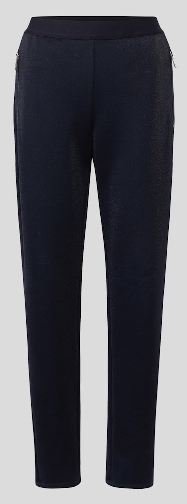 Schmal geschnittene Jersey Hose ohne Bund in marine mit Glan