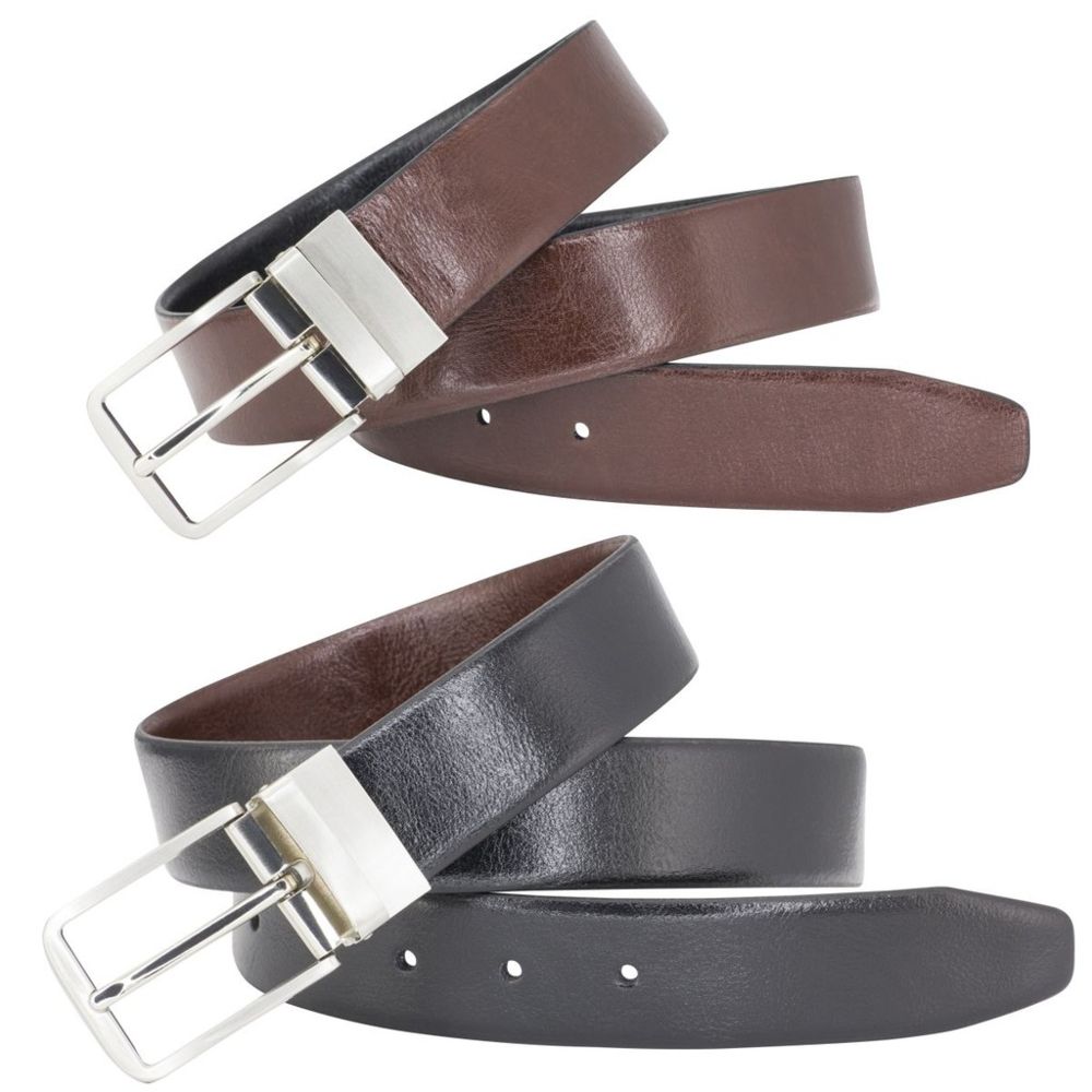Herren Wende-Ledergürtel in schwarz-cognac