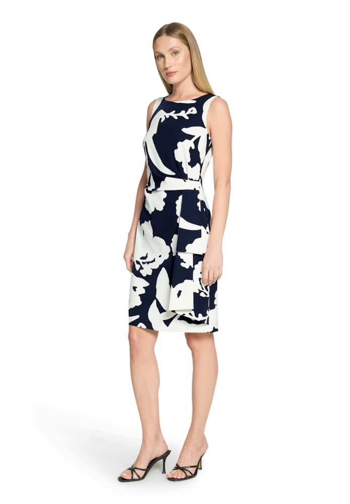 Mittellanges Kleid mit Druck in dark blue/white