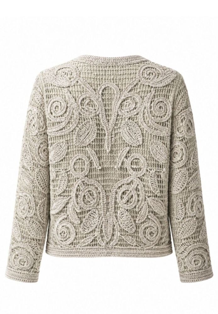 Edle Stickjacke in salbei