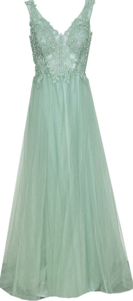 Langes Ballkleid in salbei