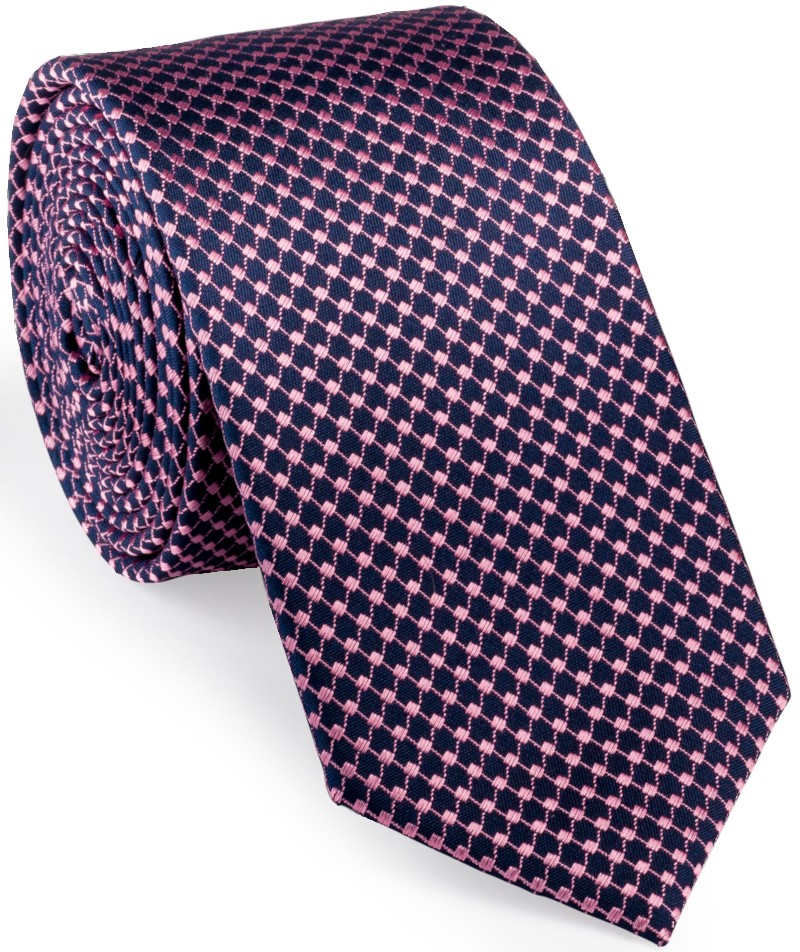Krawatte reine Seide in rose auf blau gemustert