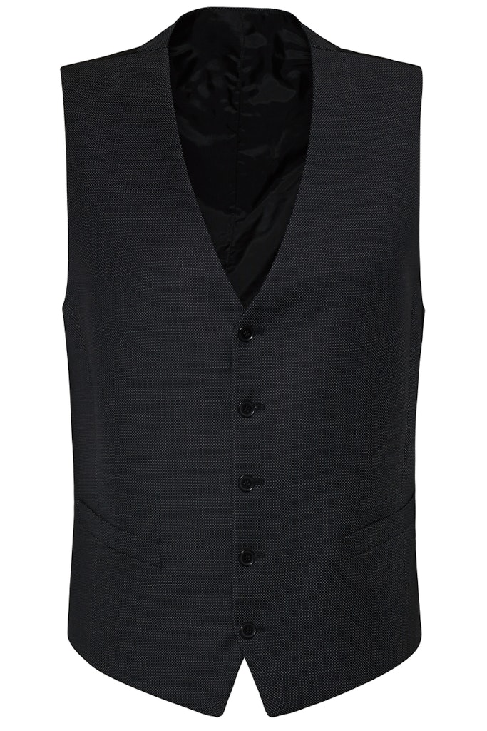 Anzugweste in Schwarz mit feiner körniger Struktur 