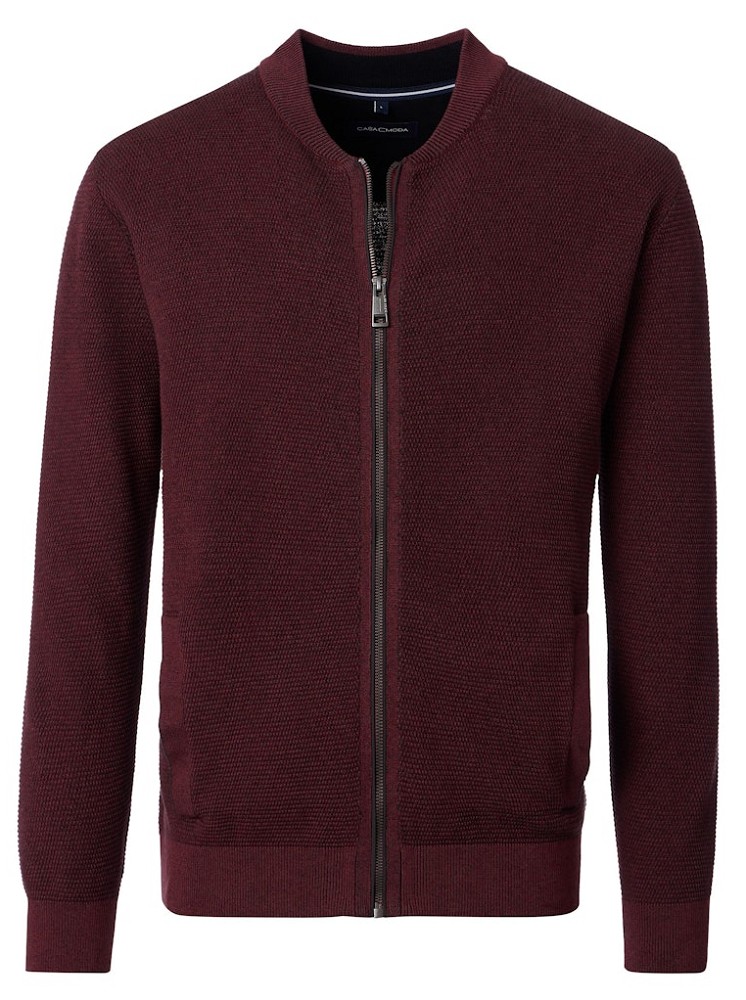 Strickjacke mit R-V in beere meliert