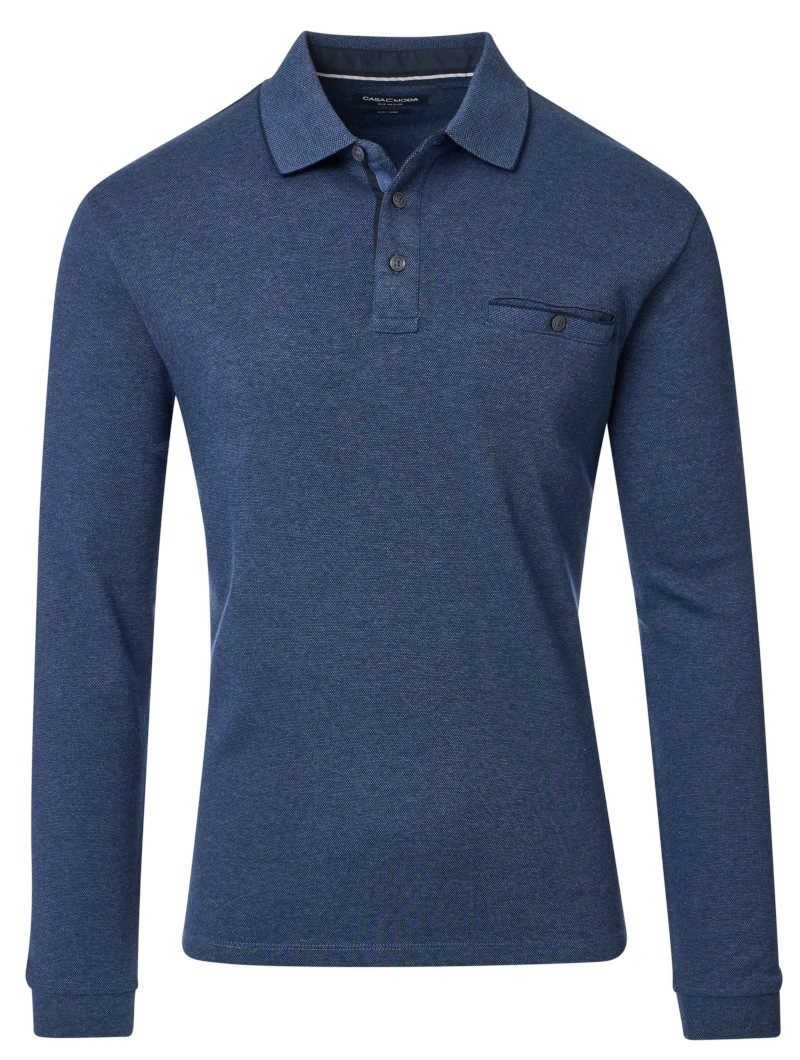 1/1 Arm Polo Shirt in mittel blau meliert
