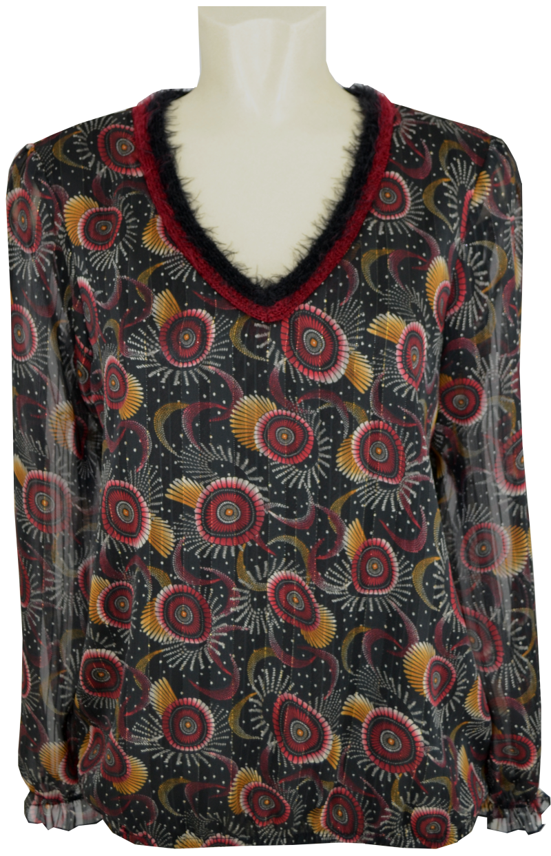 1/1 Arm Blusen Shirt mit dezentem Glanz