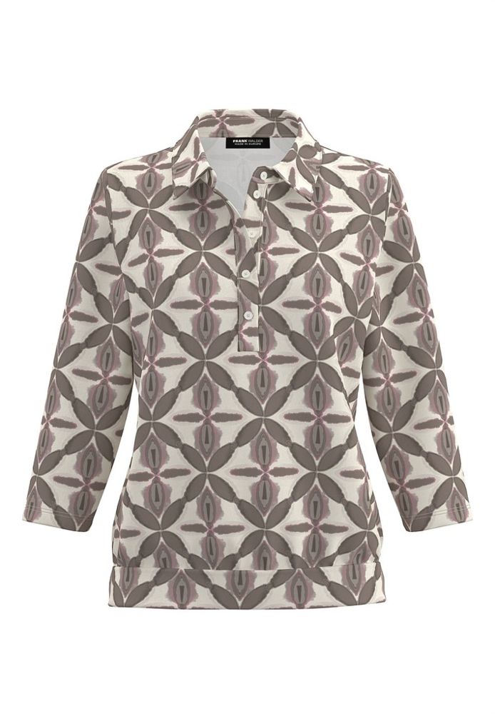 3/4 Arm Polo-Shirt in mehrfarbig mit Print