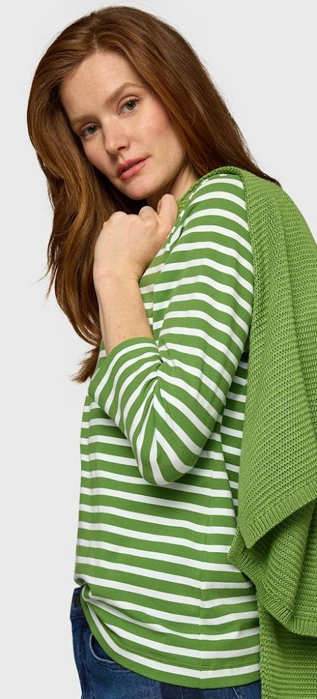 Ringelshirt in farn/ecrue mit 3/4 Arm