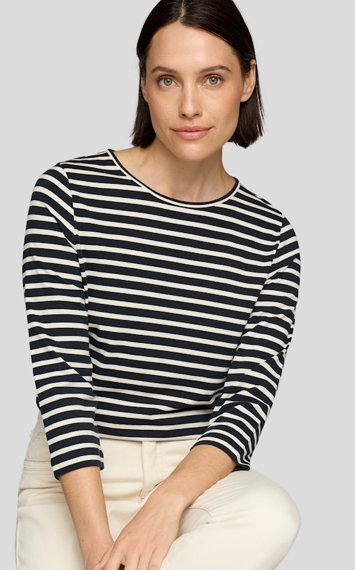 3/4 Arm Shirt in geringelt mit schwarz