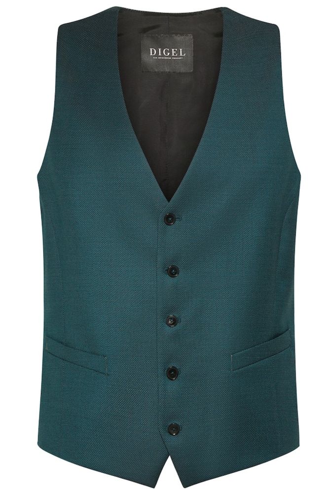 Anzugweste in grün mit feiner körniger Struktur