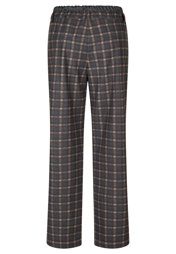 Stoffhose mit weitem Bein in mehrfarbig mit cognac
