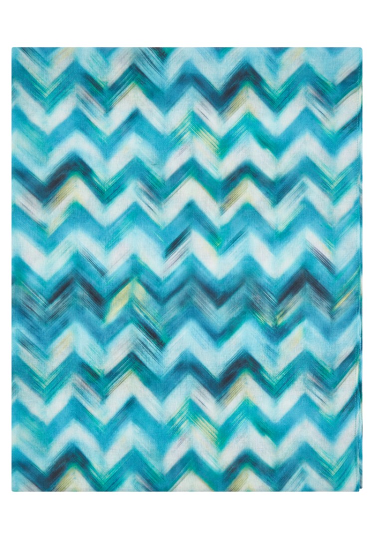 Tuch in Pfauenblau mit Zick-Zack-Design