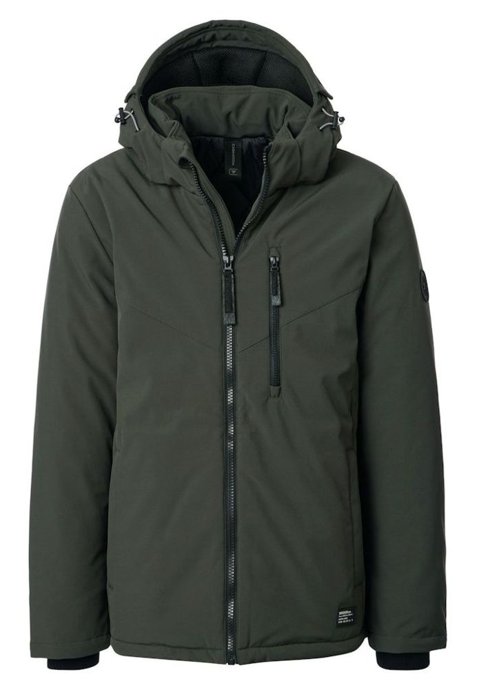 Warme Outdoor Jacke in grün mit Kapuze