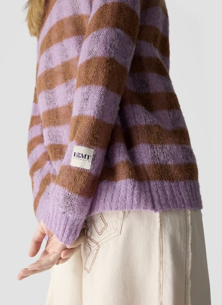 Boucle Strickjacke in lavendel-mokka