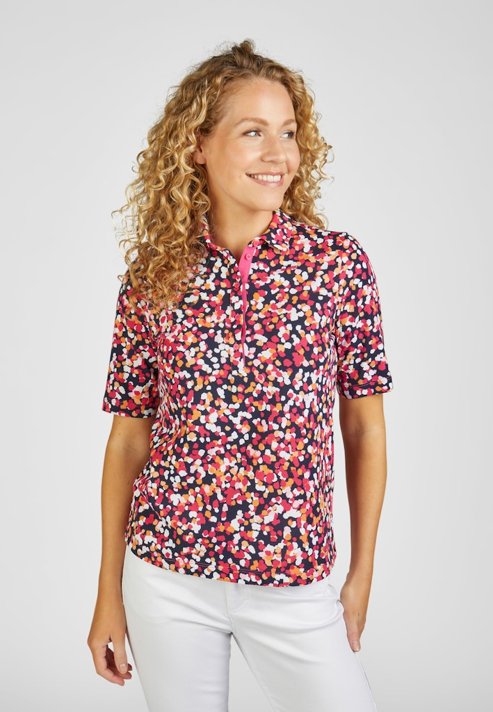 1/2 Arm Polo Shirt in mehrfarbig mit magenta gemustert