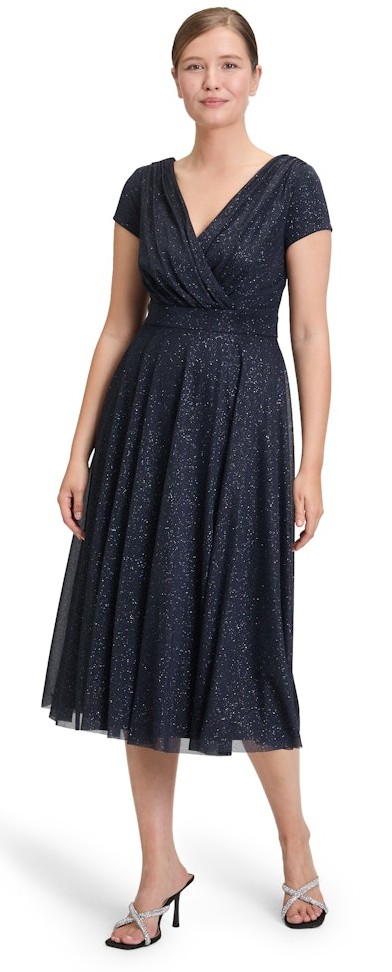 Mittellanges Kleid in  Dark Blue/Grey mit Glanz
