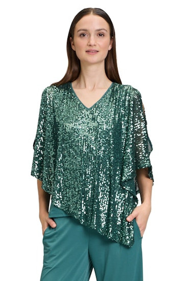 Paillettenshirt in dark emerald