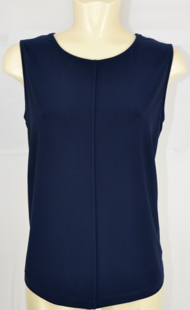 Top in uni dunkel blau mit Ziernaht