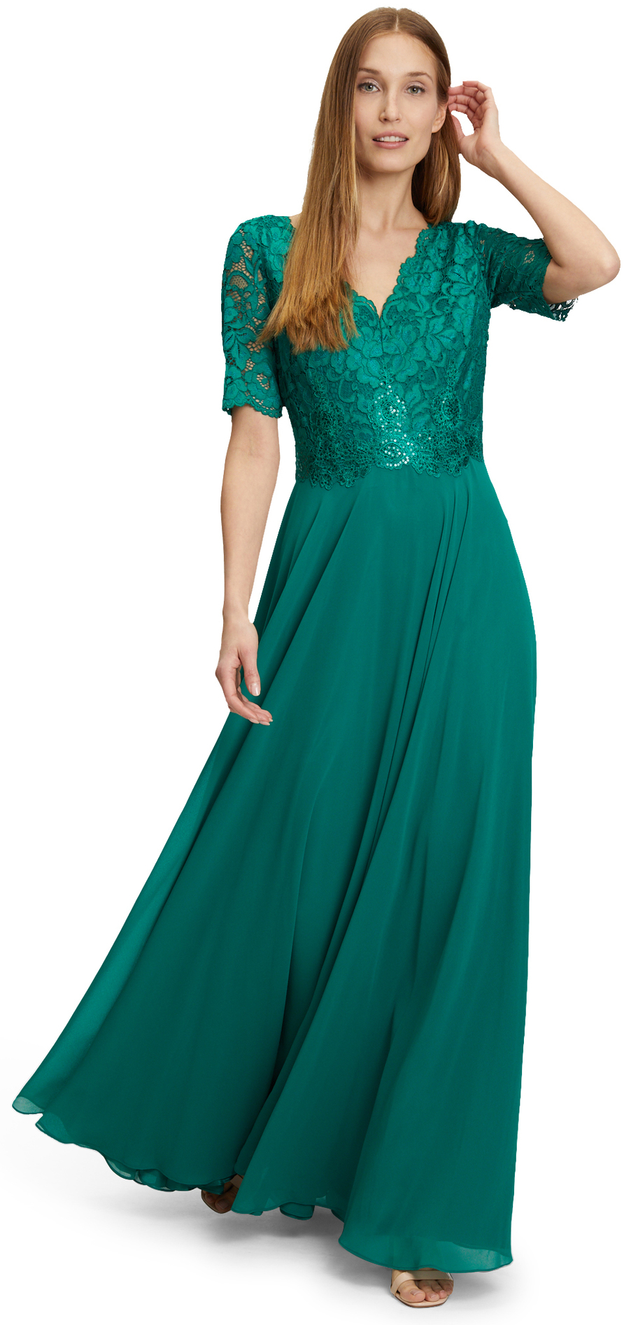 Langes Abendkleid in bright ivy