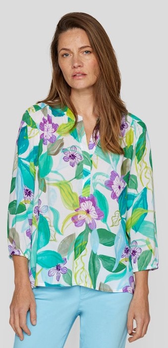 3/4 Arm Blusen-Shirt in mehrfarbig floral gemustert