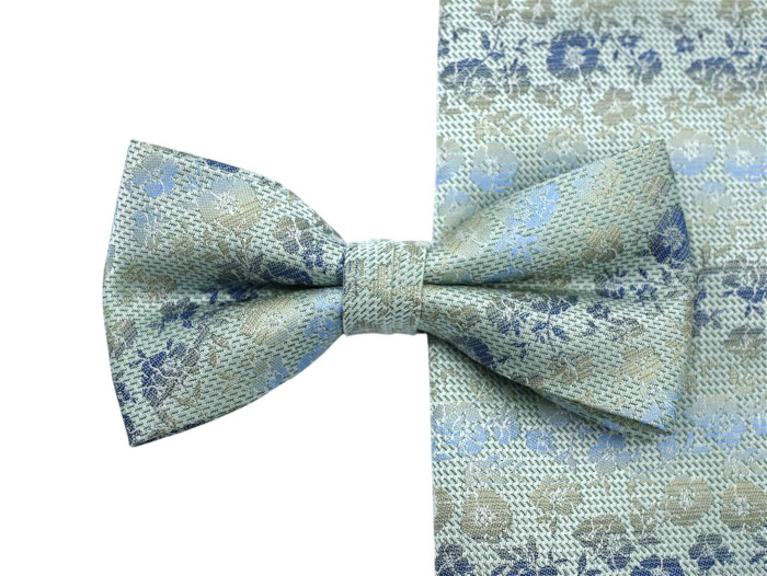 Seiden Schleife mit Tuch in grün/bleu/blau