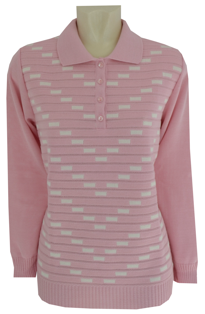 Pullover mit Kragen in rose-ecrue