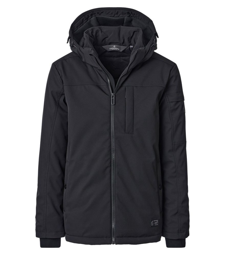 Warme Outdoor Jacke in schwarz mit Kapuze