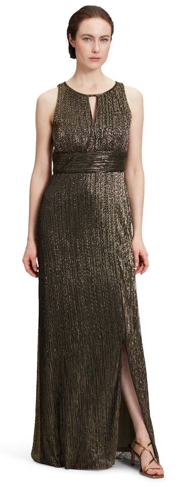 Langes Ballkleid in khaki/black