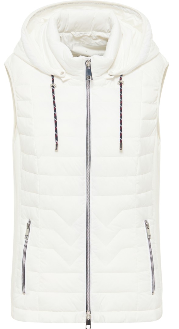 Leichte Outdoor Steppweste mit Kapuze in offwhite