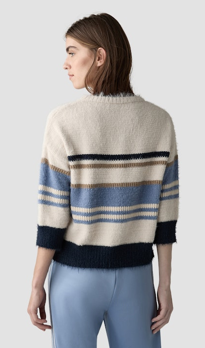 Pullover in mehrfarbig gemustert mit rauchblau