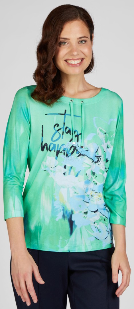 3/4 Arm T-Shirt in Aquarell-Optik