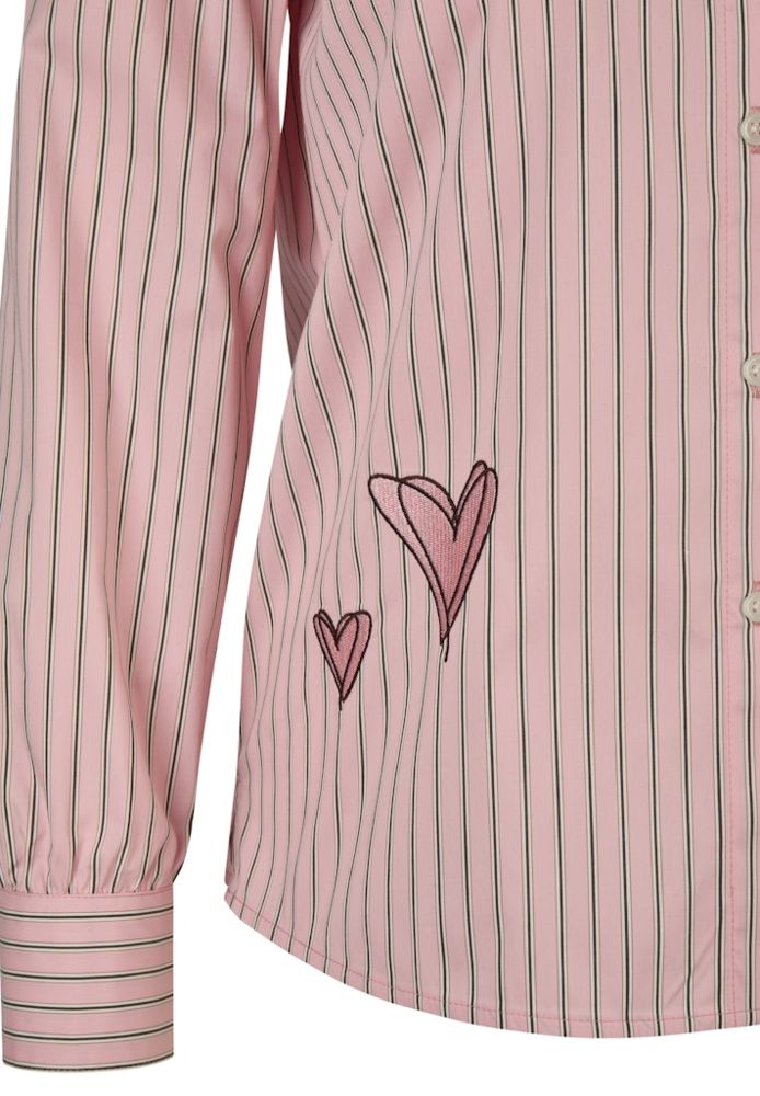 1/1 Arm Bluse in rose gestreift