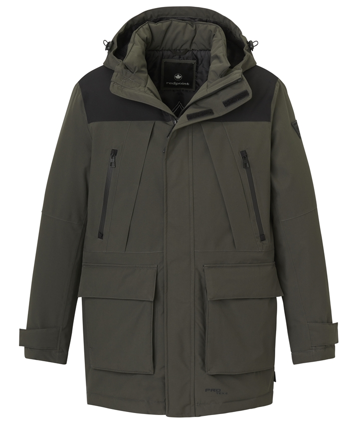 Warme Steppjacke mit Funktion in oliv-schwarz