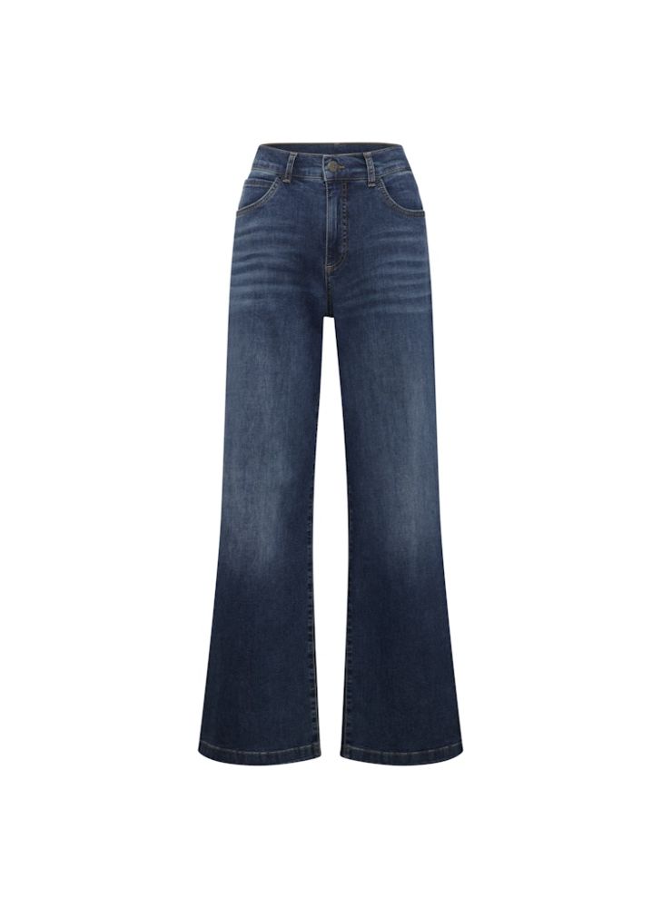Jeans in denimblau mit weitem Bein