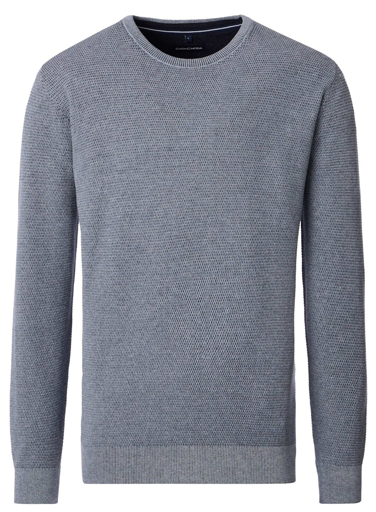 Pullover mit Rundhals in blau-grau