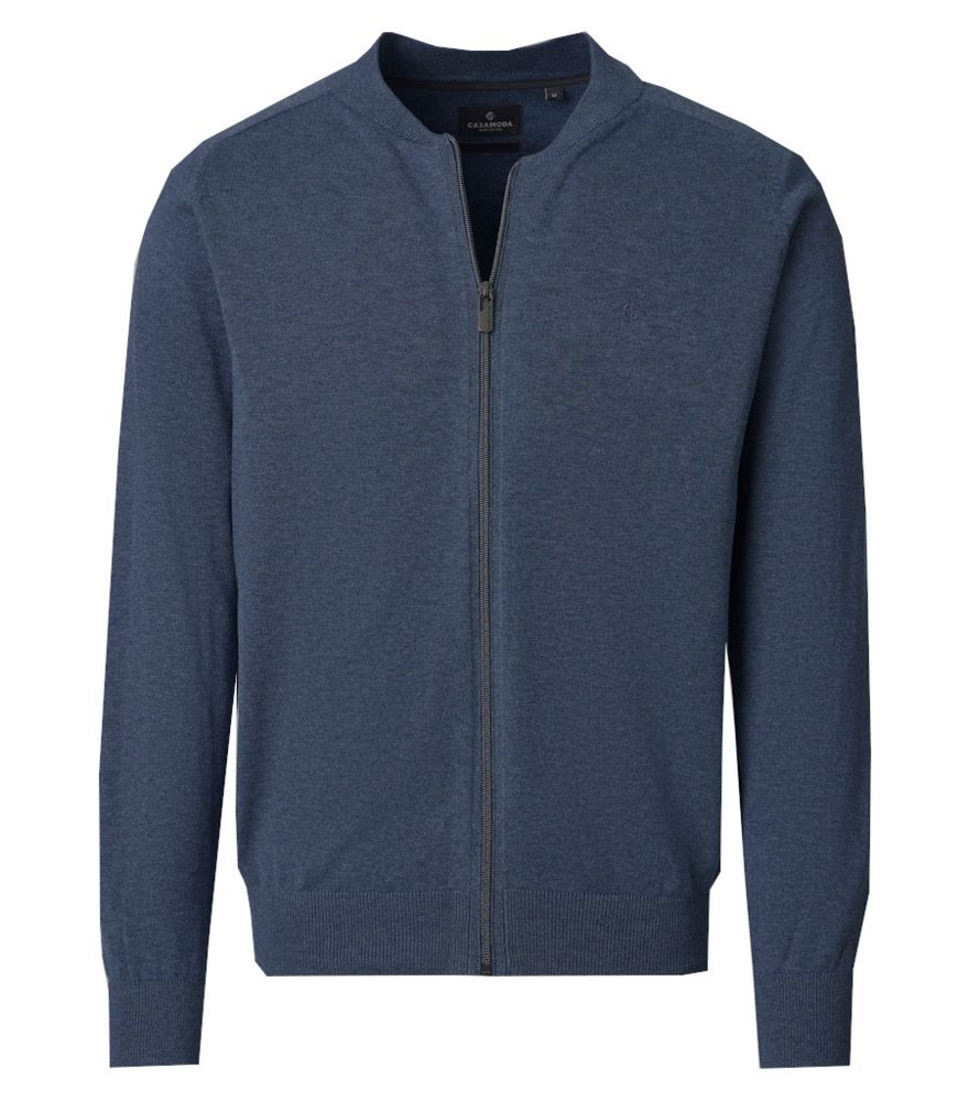 Strickjacke mit R-V in mittel blau meliert