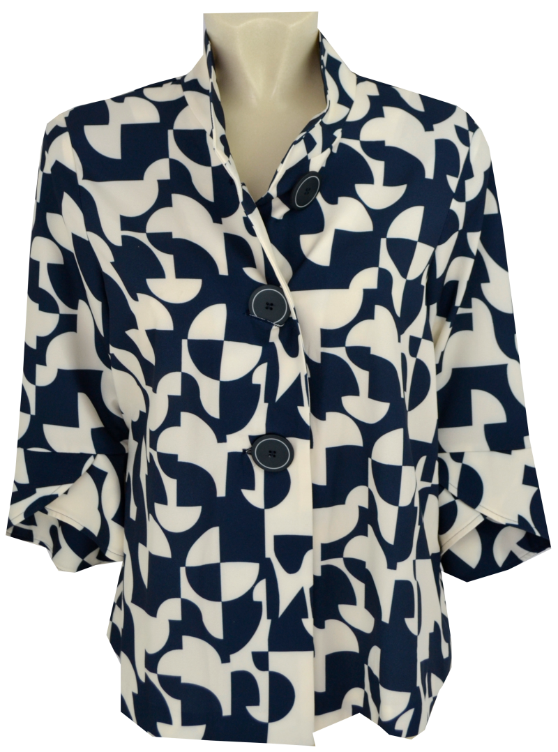 Blazer Jacke in nachtblau-offwhite gemustert