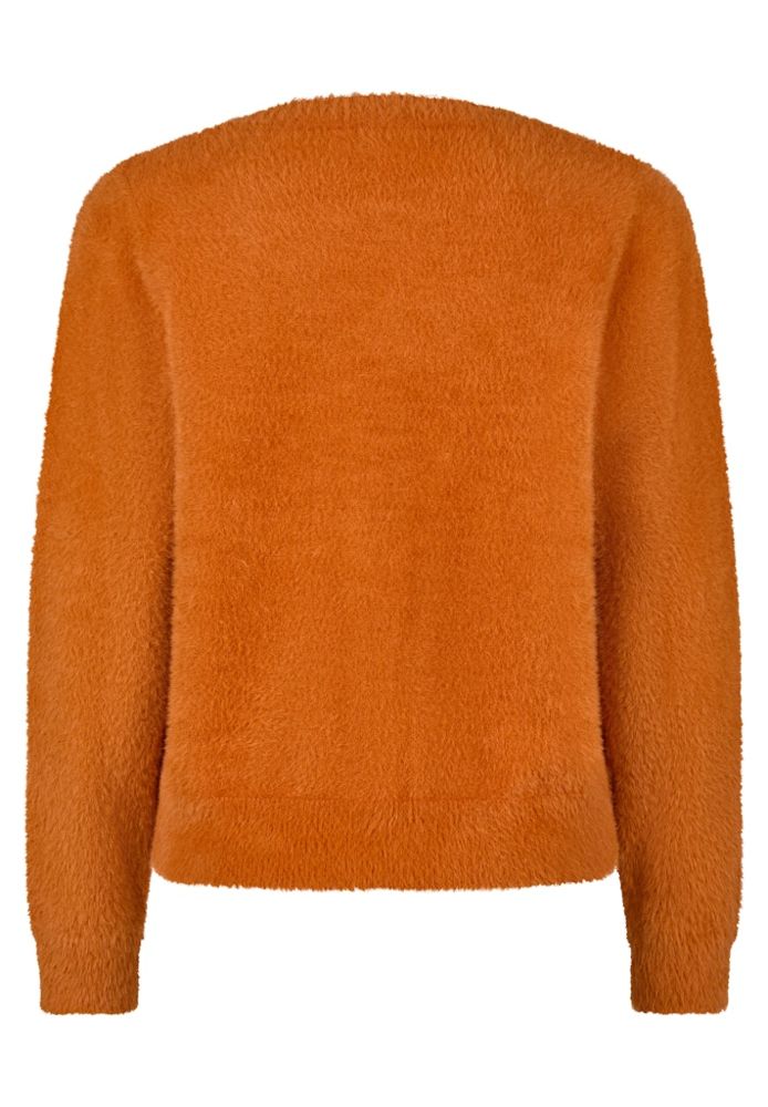 Flauschige Strickjacke in uni muskat