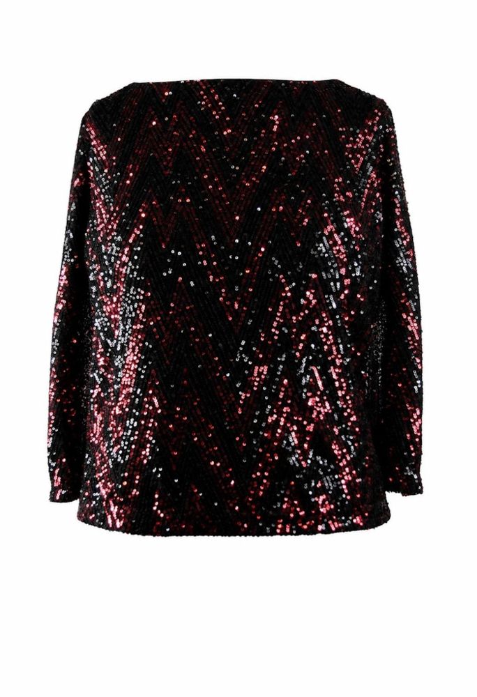 Pailletten Shirt in schwarz-rot