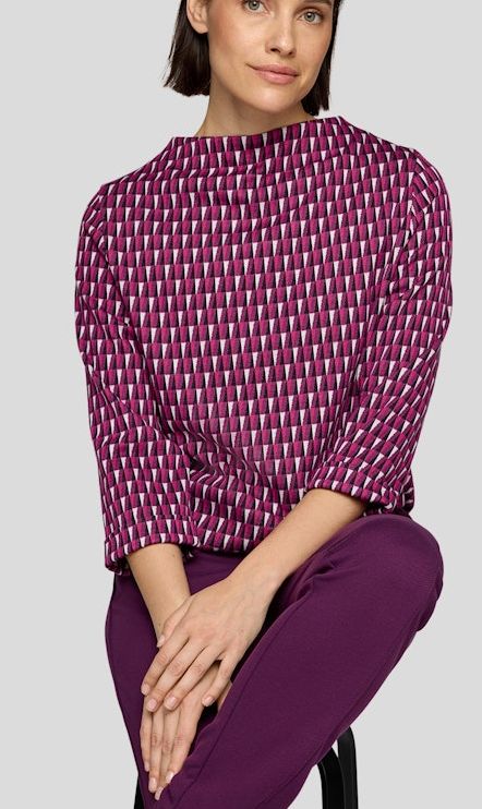 3/4 Arm T-Shirt in plaume mit dezentem Muster