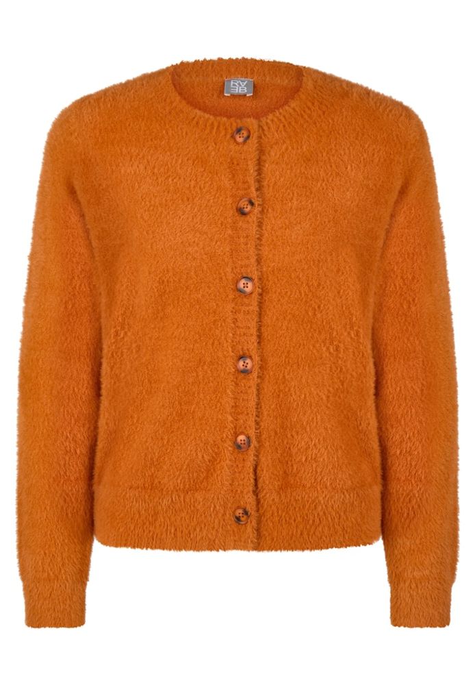 Flauschige Strickjacke in uni muskat