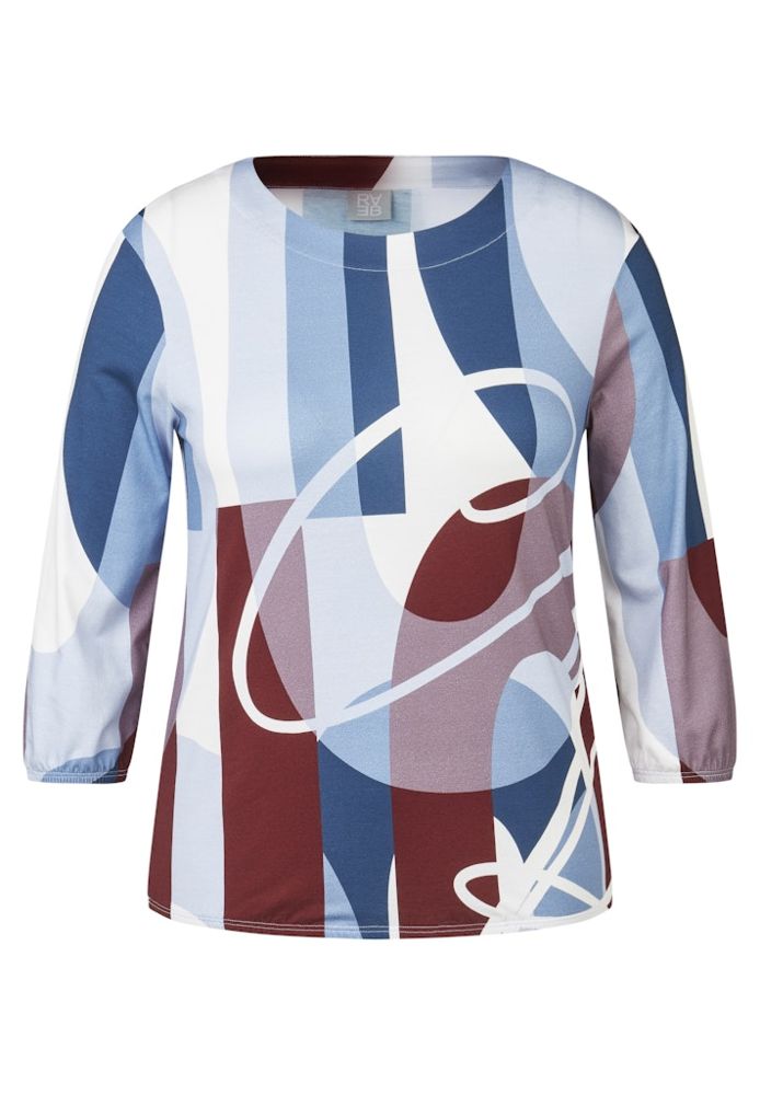 3/4 Arm T-Shirt in retro gemustert mit merlot