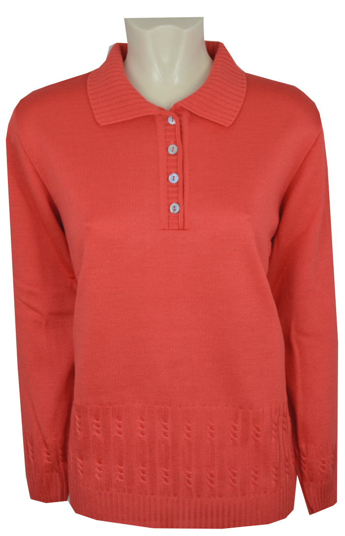 Pullover mit Kragen in Hummer