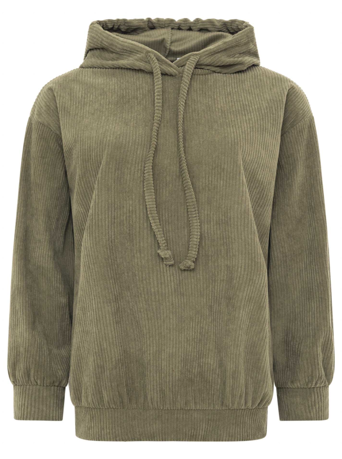 Cord Hoodie in oliv