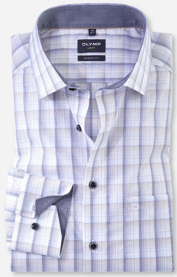 1/1 Arm Freizeithemd in hell beige kariert